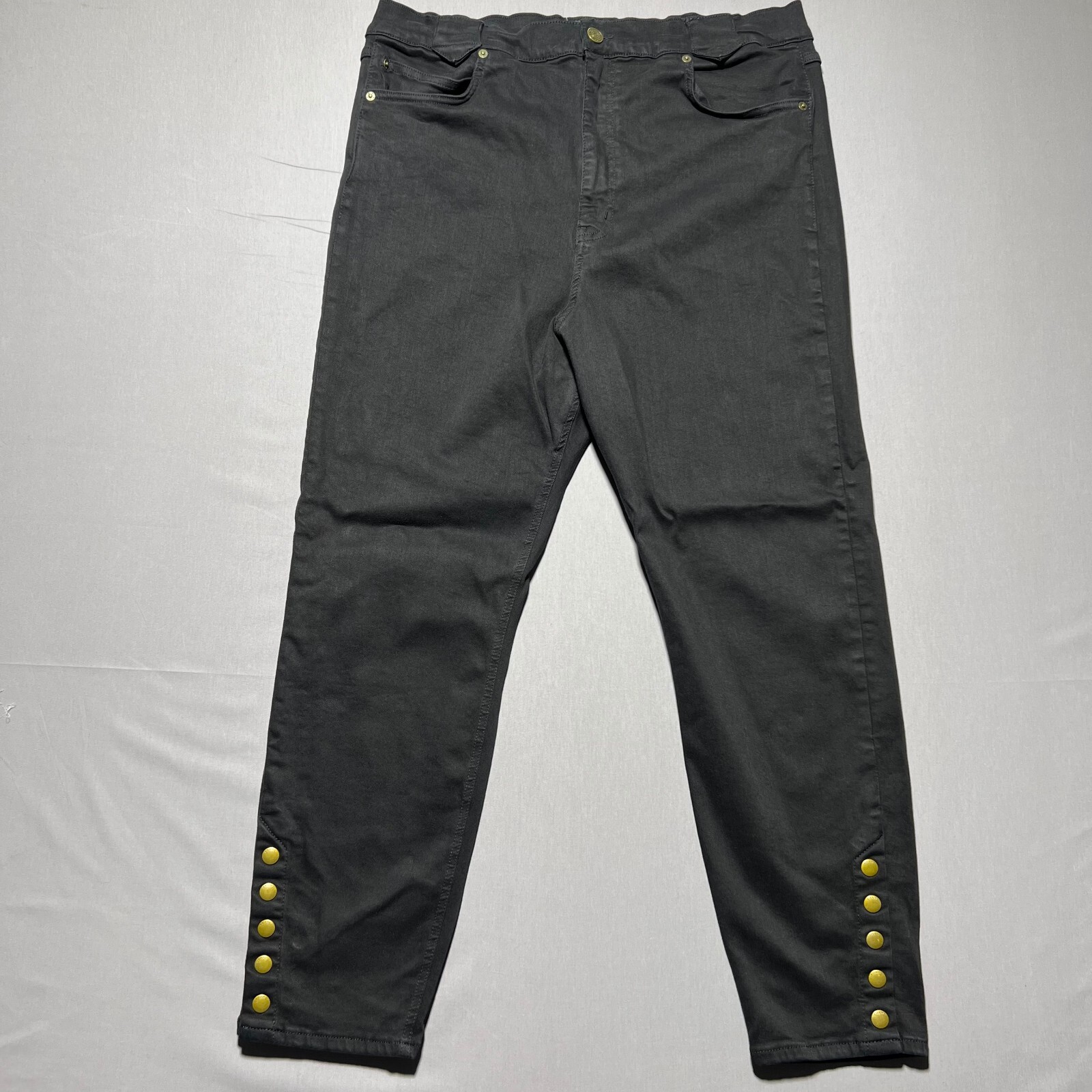 FRAME The Snapped Womens Black High Rise Denim Cropped Skinny Jeans Size 32