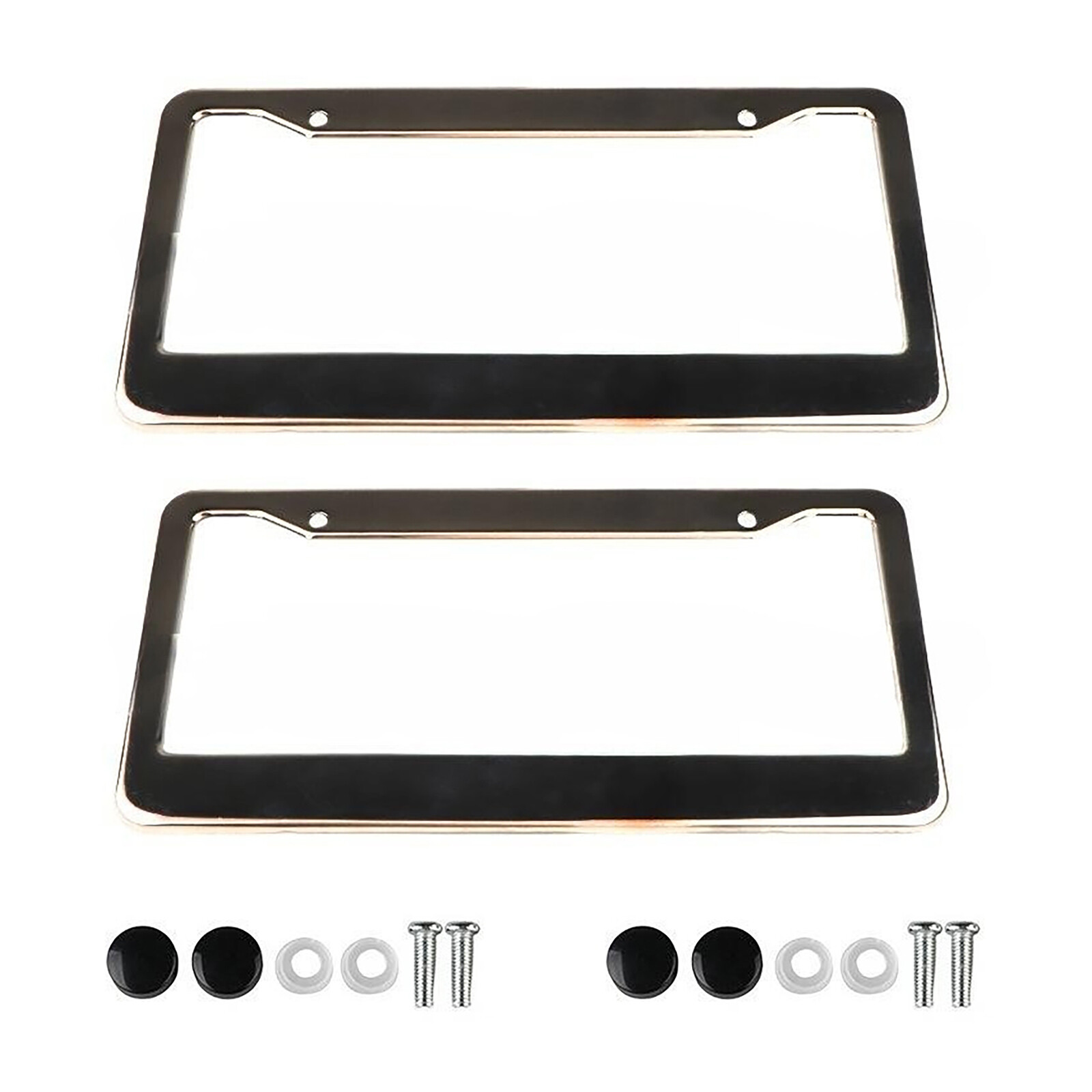 2x Chrome 304 Stainless Steel Metal License Plate Frame Tag Cover Screw Caps US