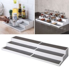 Extendable Shelf 3 Tier Step Jar Tin Spice Storage Rack Cupboard Organiser Racks