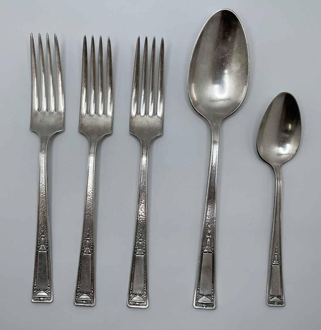 ANTIQUE PLATED R. WALLACE 1835 PAT. 1924 FORKS and SPOONS | eBay