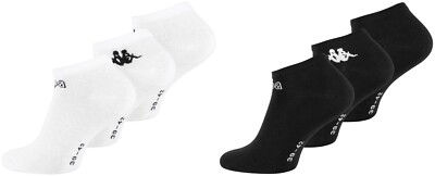 3 Paar KAPPA Sneaker Socken Baumwolle Schwarz Weiß Söckchen Sport Socken Unisex