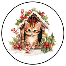 KITTEN CHRISTMAS CAT ENVELOPE SEALS LABELS STICKERS PARTY FAVORS