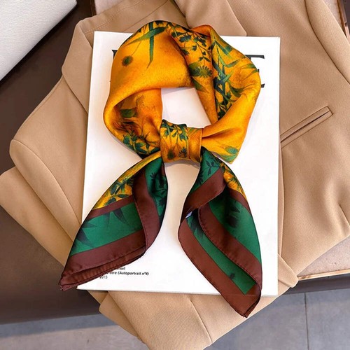 70x70cm Women's Silk Scarf – Luury Printed Pashmina Shawl & Headband - Picture 53 of 65