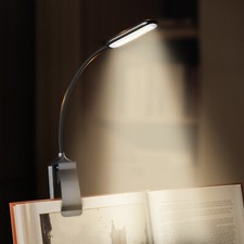 Rechargeable Clip-On Book Light, 3 Colors, Dimmable, Eye Care, 80Hrs Runtime