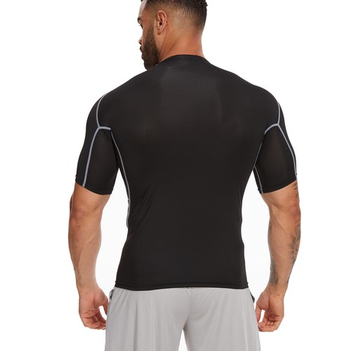 Men's Compression Tops Workout Short Sleeve Slimming Undershirts Fitness T shirt - Picture 10 of 26