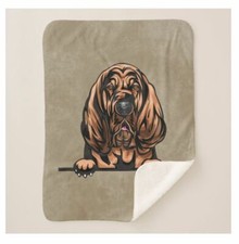 Bloodhound Dog Breed Peeking Puppy Dog Brown Sherpa Fleece Throw Blanket