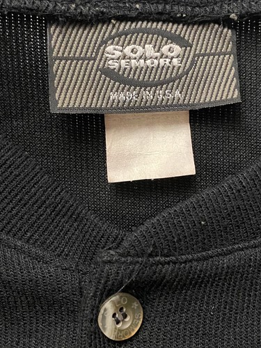 Vintage Solo Semore Mens 90s Black Stretch Shirt 1/4 Button Short Sleeve Sz XL - Picture 4 of 8
