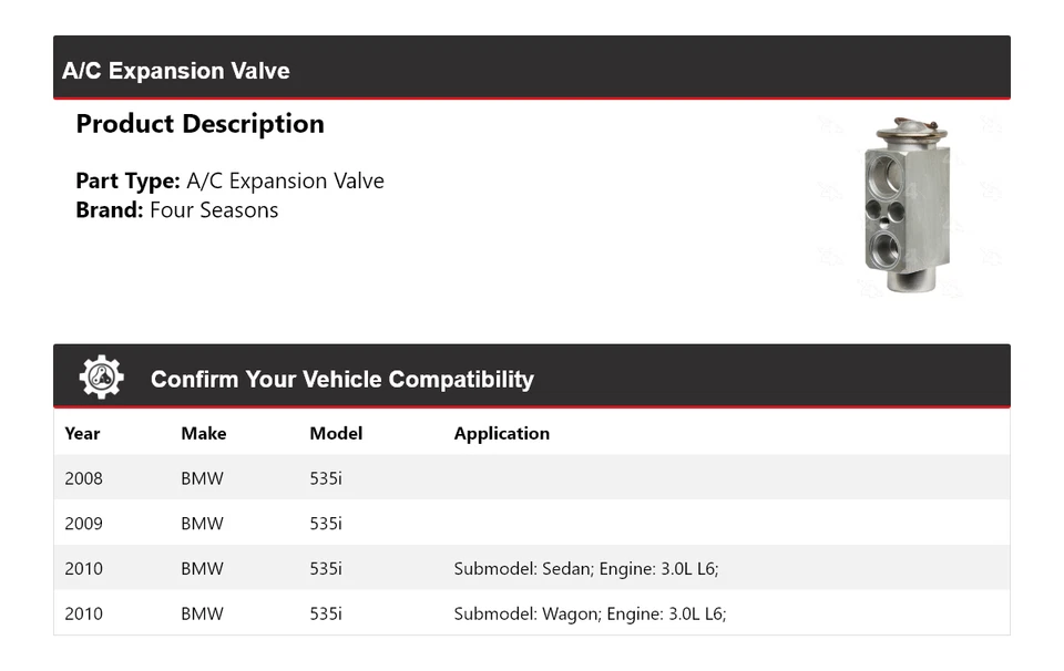 For 2008-2010 BMW 535i A/C Expansion Valve 4 Seasons 2009 - Image 2 of 4