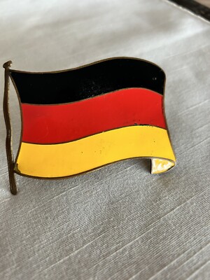 Vintage German Flag Emblem 3  X 2.5  Enamel Metal