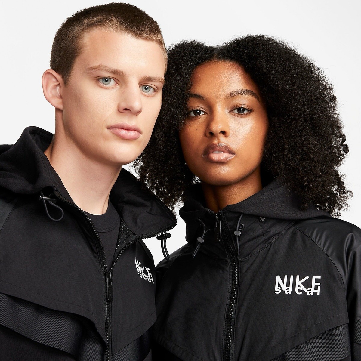 Mens Nike X Sacai Windrunner Full Zip Hoodie Jacket Black White