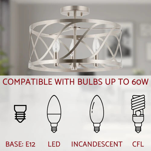 Kira Home Isabelle 16" 3-Light Modern Semi-Flush Mount Ceiling Light, Metal Drum - Picture 11 of 25