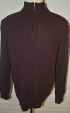 Men's Calvin Klein Jeans Dark Red Marble Long Sleeve 1/4 Zip Pullover Sweater Lg