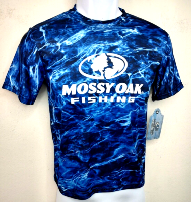 T-Shirt De Pêche Mossy Oak Homme Taille M - Manches Courtes Camo Bleu