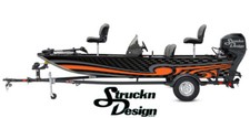 Orange Grey Abstract Geometric Design Wrap Fishing Bass Boat Vinyl Decal USA