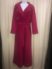 Vintage Vanity Fair Wrap Robe Tie Long Raspberry Velour Women Large USA