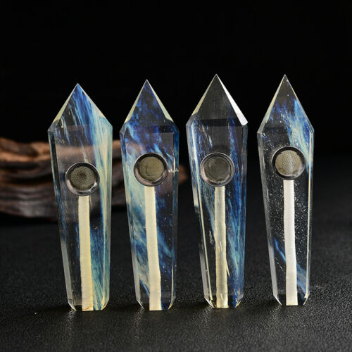 2Pcs Natural Quartz Yellow Smelting Stone Crystal Mineral Smoking Pipes Obelisk - Picture 10 of 12