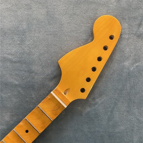 Reverse Big Head Scalloped Maple Electric Guitar Neck Replacement 24Frets Yellow - Picture 2 of 10