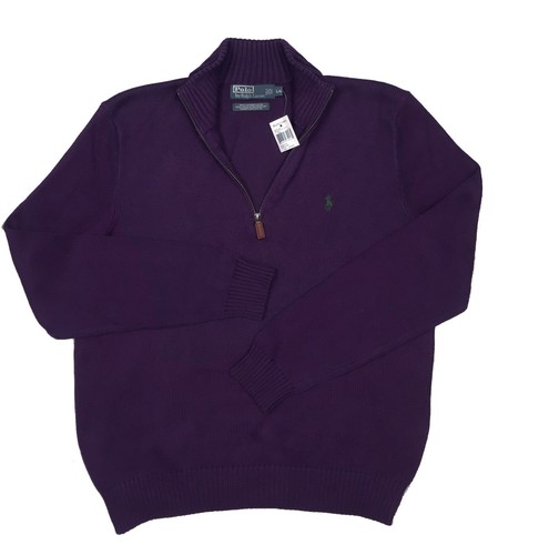 NEW Polo Ralph Lauren Sweater! Blue Black Gray Green Orange 1/2 Zip Leather Pull - Picture 4 of 18