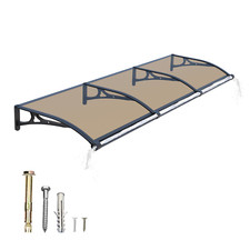 Aluminium-Vordach für Haustür Stabile Alu-Tragarme 100-300cm Entwässerungsrinne