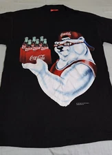 Vintage Coca Cola Polar Bear Shirt Size XL Black Coke Promo Shirt Six Pack 1996