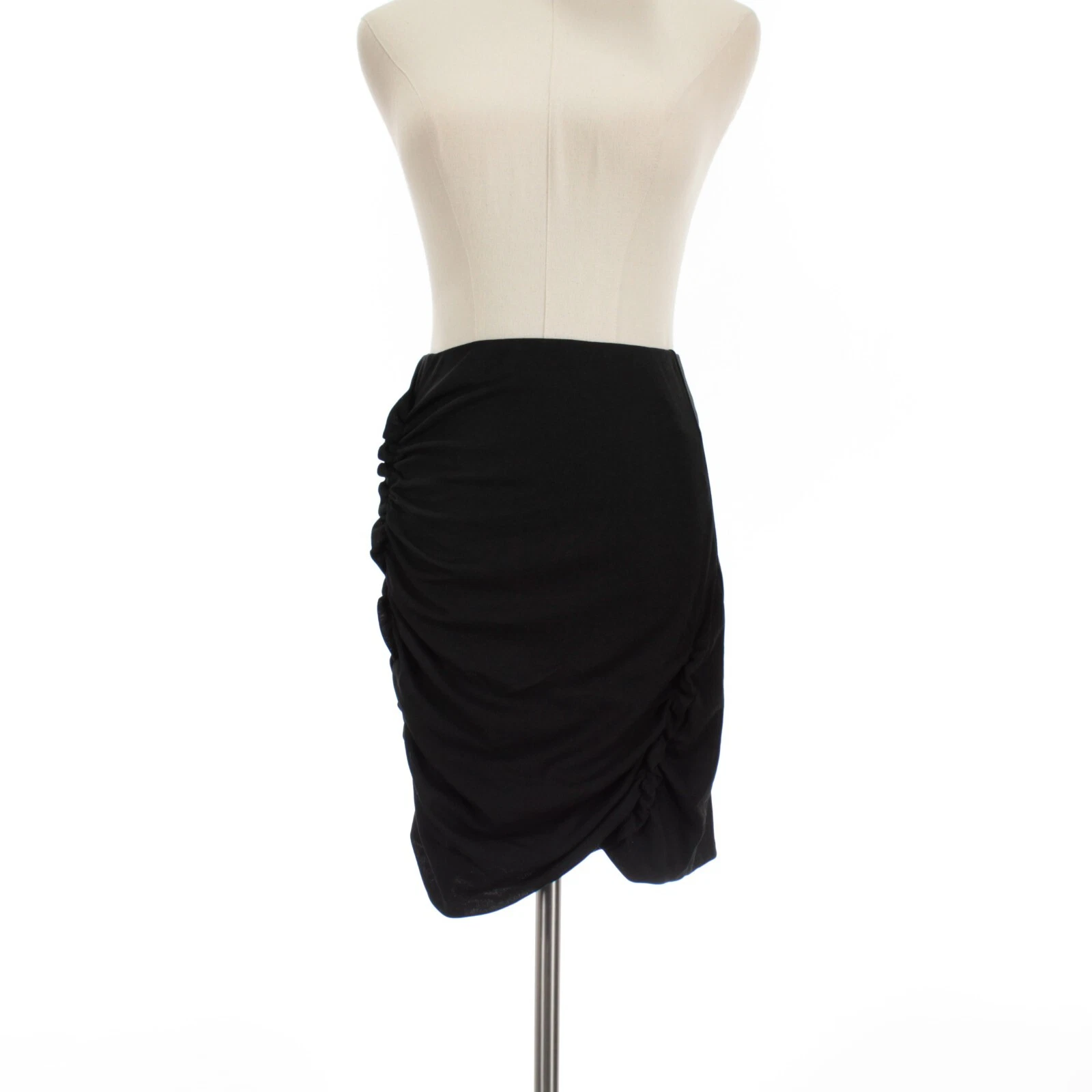 IRO NWT Myreille Gathered Mini Skirt Size Large in Solid Black 100% Cotton