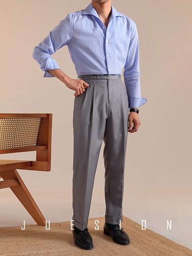 Mens Summer Striped Shirts Breathable Business Lapel Collar Cotton Formal Shirts - 第 10/11 張圖片