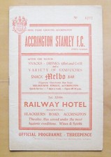 ACCRINGTON STANLEY v STOCKPORT COUNTY 1960/1961 VG Condition Football Programme