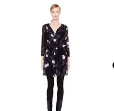 Club Monaco Women Black Floral Print Roanna Work Office Casual Mini Dress Size 0