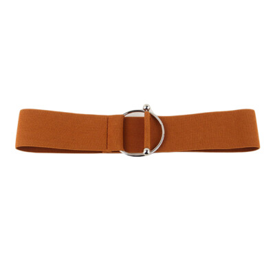 Women Elegant Silver Round Buckle Stretchy Belt Elastic Dress Waistband Corset