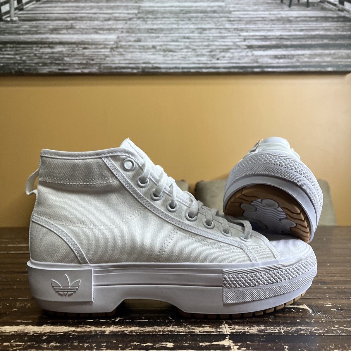 NEW ADIDAS NIZZA TREK SNEAKER BOOTS White GZ8858 US Women's Shoes
