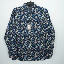 Hart Schaffner Marx Men's Long Sleeve Shirt XL Blue White Red Floral NWT $89.50