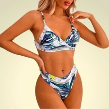 NWT High-Waisted tropical print paradise Bikini triangle top by Sanctuary size M