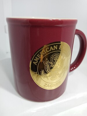 ZAGREB COFFEE MUG. AMERICAN EMBASSY IN ZAGREB MUG. GOLD TRIM Mug. B312