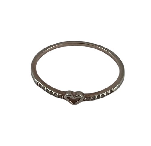 Rose Gold Minimalist Heart Ring 925 Sterling Silver With Tiny CZ Stack Size 8 - Picture 7 of 10