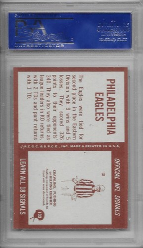 1967 PHILADELPHIA FOOTBALL Philadelphia Eagles Team Card #133 PSA 8 NM-MT - Picture 2 of 2