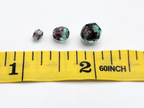 Emerald Purple Uranium Glass Beads Bicolor 4mm 6mm 8mm Czech Fire Polished 10pcs - Picture 7 of 7