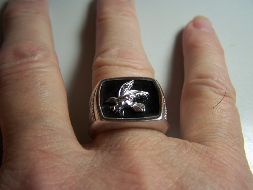VINTAGE NEW KAY JEWELERS MEN'S DIAMOND ACCENT FLYING EAGLE STERLING RING 10 1/2 - Picture 8 of 9