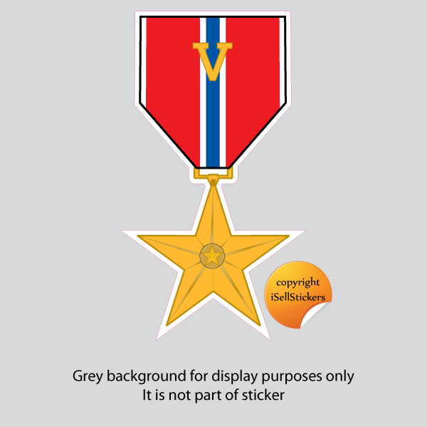 AR 2168 Military Bronze Star Medal V Device Army Bumper Sticker Car