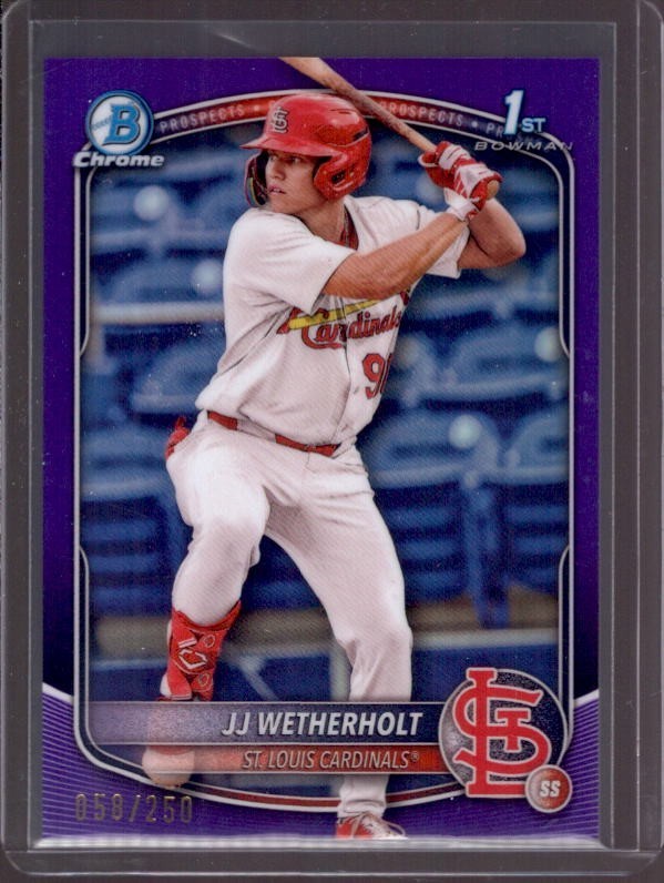 JJ WETHERHOLT 2025 Bowman Chrome 1st #BCP-22 Purple Refractor RC #058/250