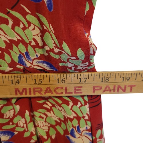 Vintage Avanti 100% Silk Hawaiian Midi Tank Dress Red Floral Face Medium - Picture 8 of 9