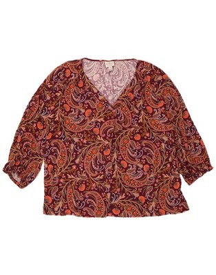 St. John's Bay Damen Oversize Bluse Top UK 20 2XL Burgund Paisley AO14