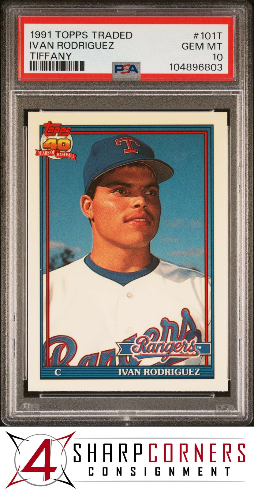 1991 TOPPS TRADED TIFFANY #101T IVAN RODRIGUEZ RC HOF PSA 10