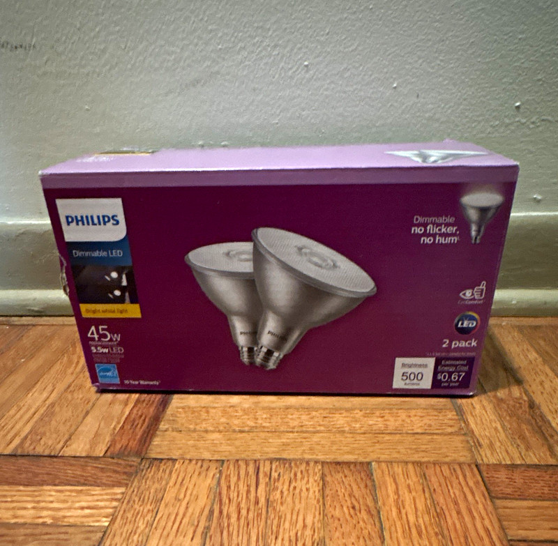 Philips BR30 Reflector LED 5.5W 500lm 4000K Dimmable Screw Base 2-Pack