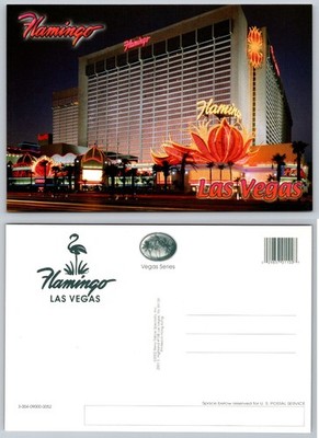 Flamingo Hotel Casino Las Vegas Neon Night View Postcard 2003