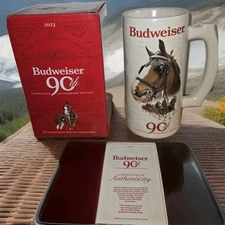 2023 BUDWEISER 90TH ANNIVERSARY LIMITED EDITION CLYDESDALES HOLIDAY BEER STEIN 