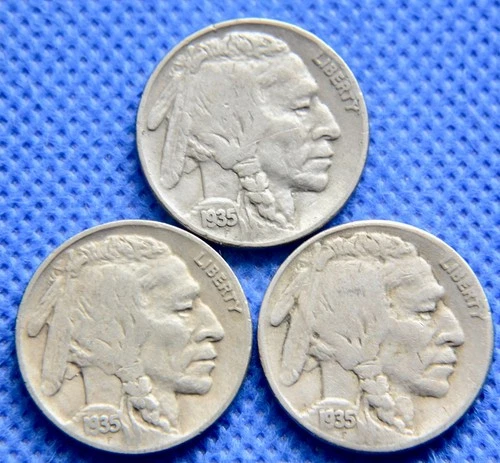 1935-P-D-S - Buffalo Nickels - Very Fine