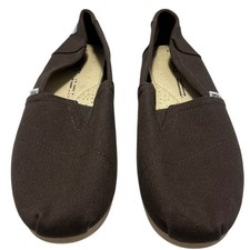 TOMS Women's Classic Alpargata Brown Canvas Slip On Flats Shoes Size 9.5