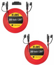 2 Pack SAE to SAE Extension Cable, 25 Feet, 16 AWG, SAE 2-Pin Cable Quick Connec