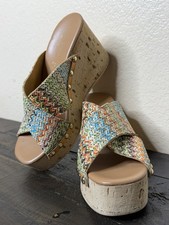 Anna Luisa Womens Capri Wedge Sandals Multicolor Woven Italy Size 10M