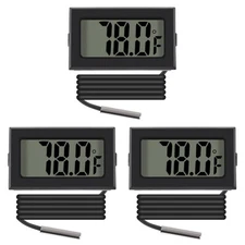 3pcs Black Digital LCD Thermometer Temperature Monitor with External Probe